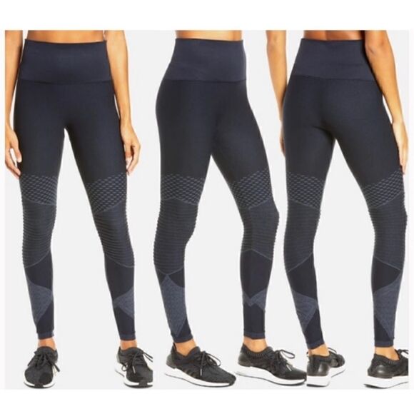 Spanx Look At Me Know Seamless Moto Leggings Indigo Sky Size Large - Picture 1 of 13